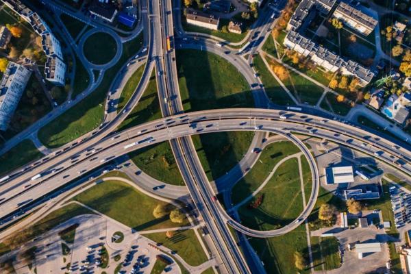 Birds Eye view of a Motorway junction