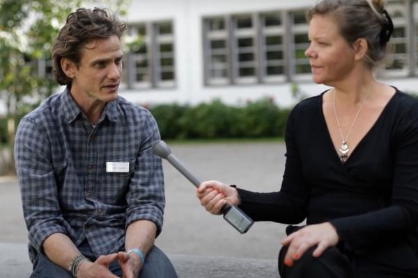 Person interviewing another person