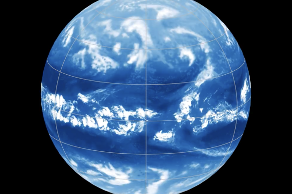 Image of the globe with no land, covered in clouds