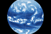 Image of the globe with no land, covered in clouds