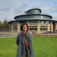 Vangelis Danopoulos standing in front of the Cambridge maths department