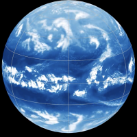Image of the globe with no land, covered in clouds